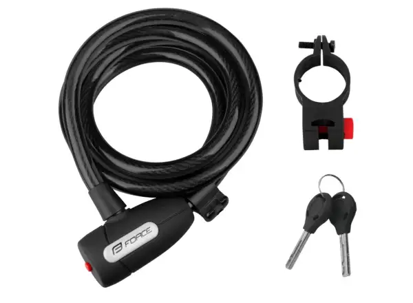 Force Lux zámok špirála 180cm/12mm 1 držiak čierna