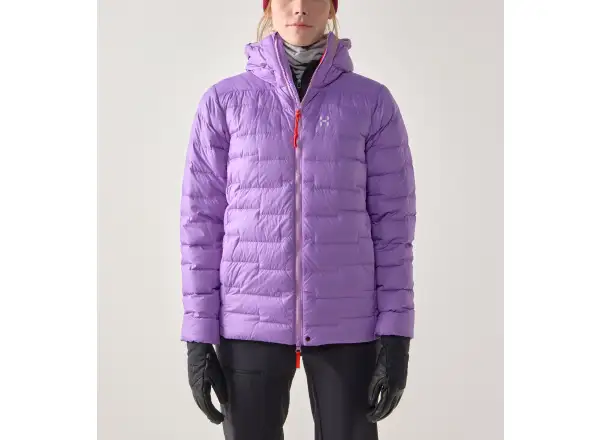 Haglöfs ROC Flash Down hood W dámska bunda Purple Ice/Tech Red