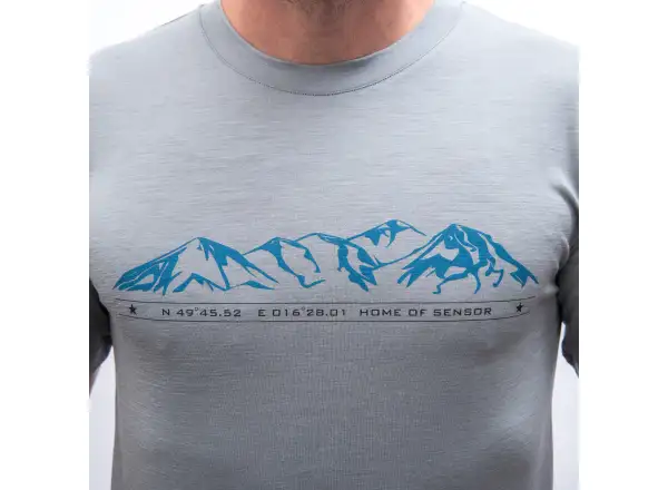 Sensor Merino Active Mountains pánske tričko krátky rukáv šedá