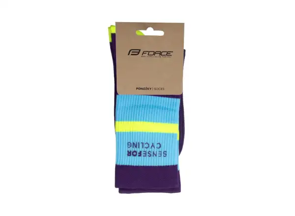 Force Stripe cyklistické ponožky tmavofialová