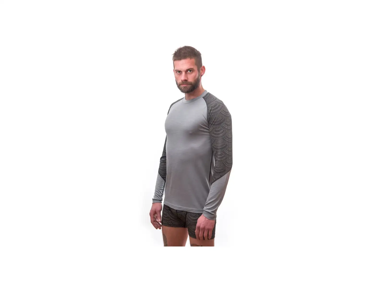 Sensor Merino Impress pánske tričko dlhý rukáv šedá/Maori