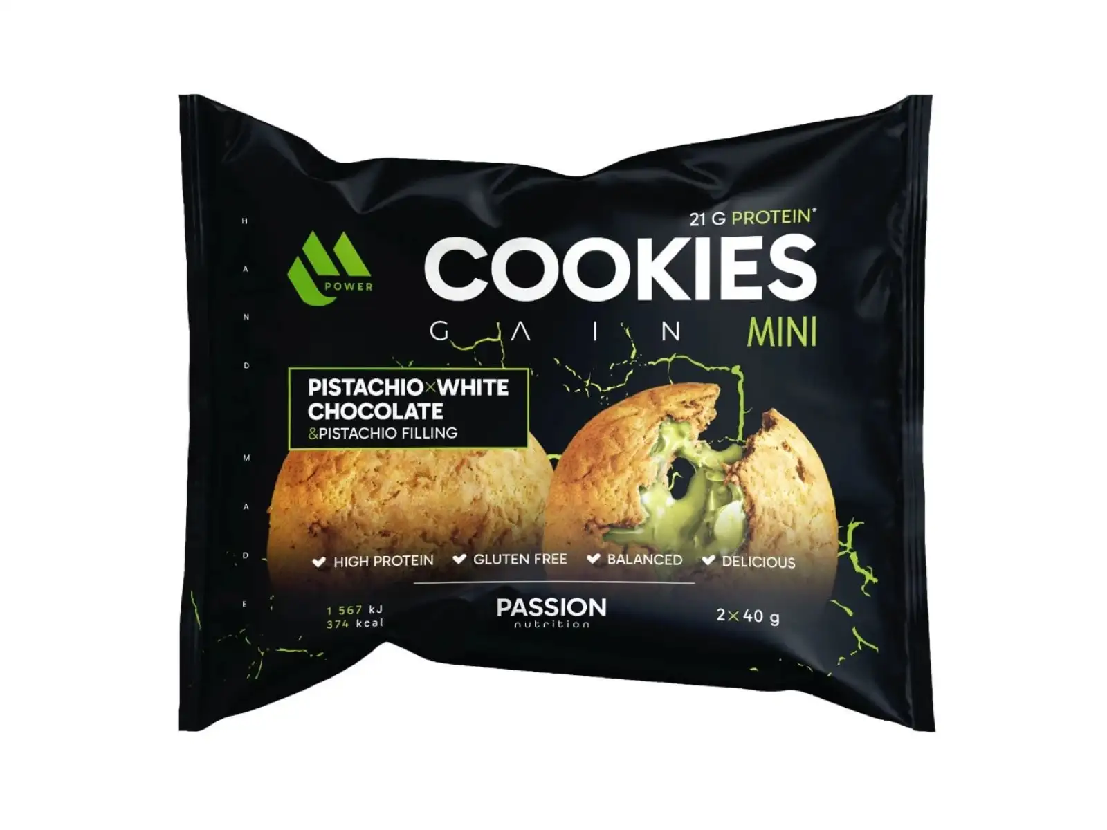 Passion MPower Cookie Gain 75 g Pistáciová s bielou čokoládou pistáciová náplň