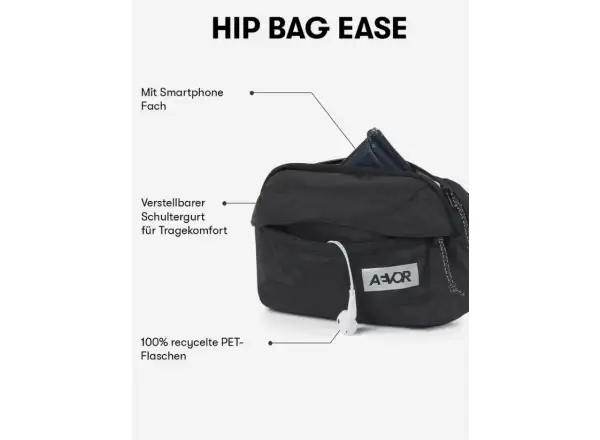 Aevor Hip Bag Ease taštička cez rameno/ľadvinka Black