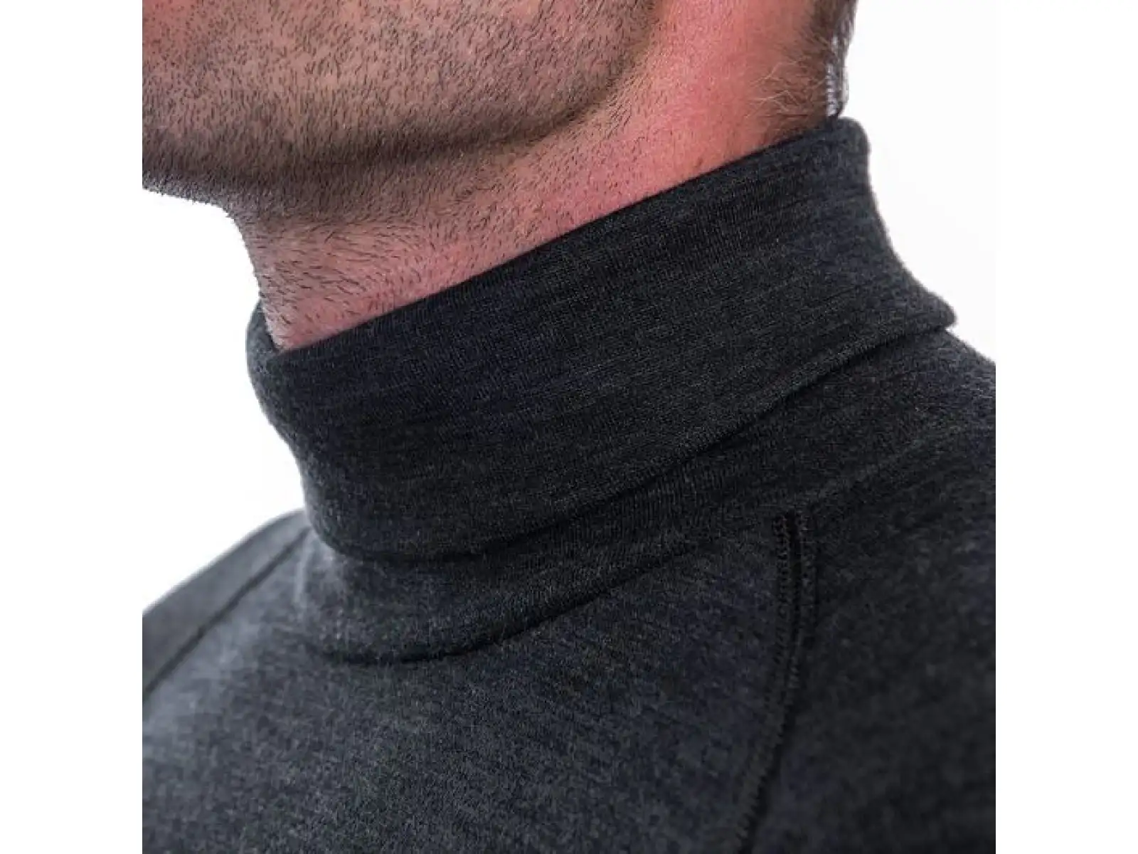 Sensor Merino Bold Neck pánske tričko dlhý rukáv Anthracite Gray