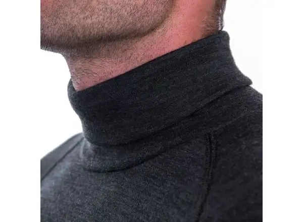Sensor Merino Bold Neck pánske tričko dlhý rukáv Anthracite Gray