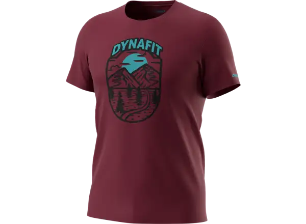 Dynafit Graphic Cotton pánske tričko s krátkym rukávom Burgundy/Horizon