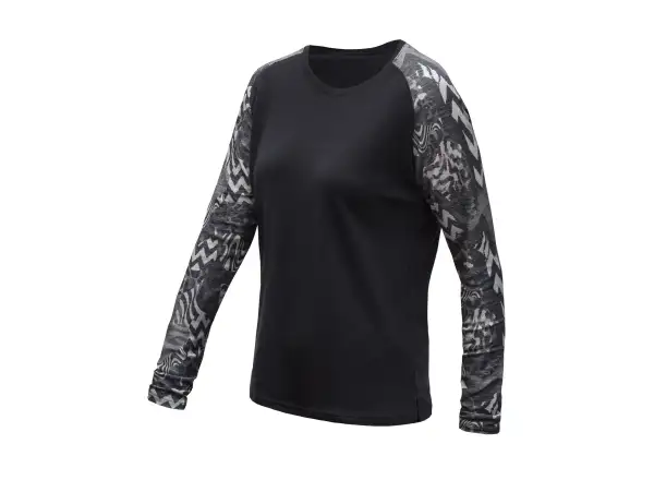 Sensor Merino Blend Impress dámske tričko dlhý rukáv čierna/zebra