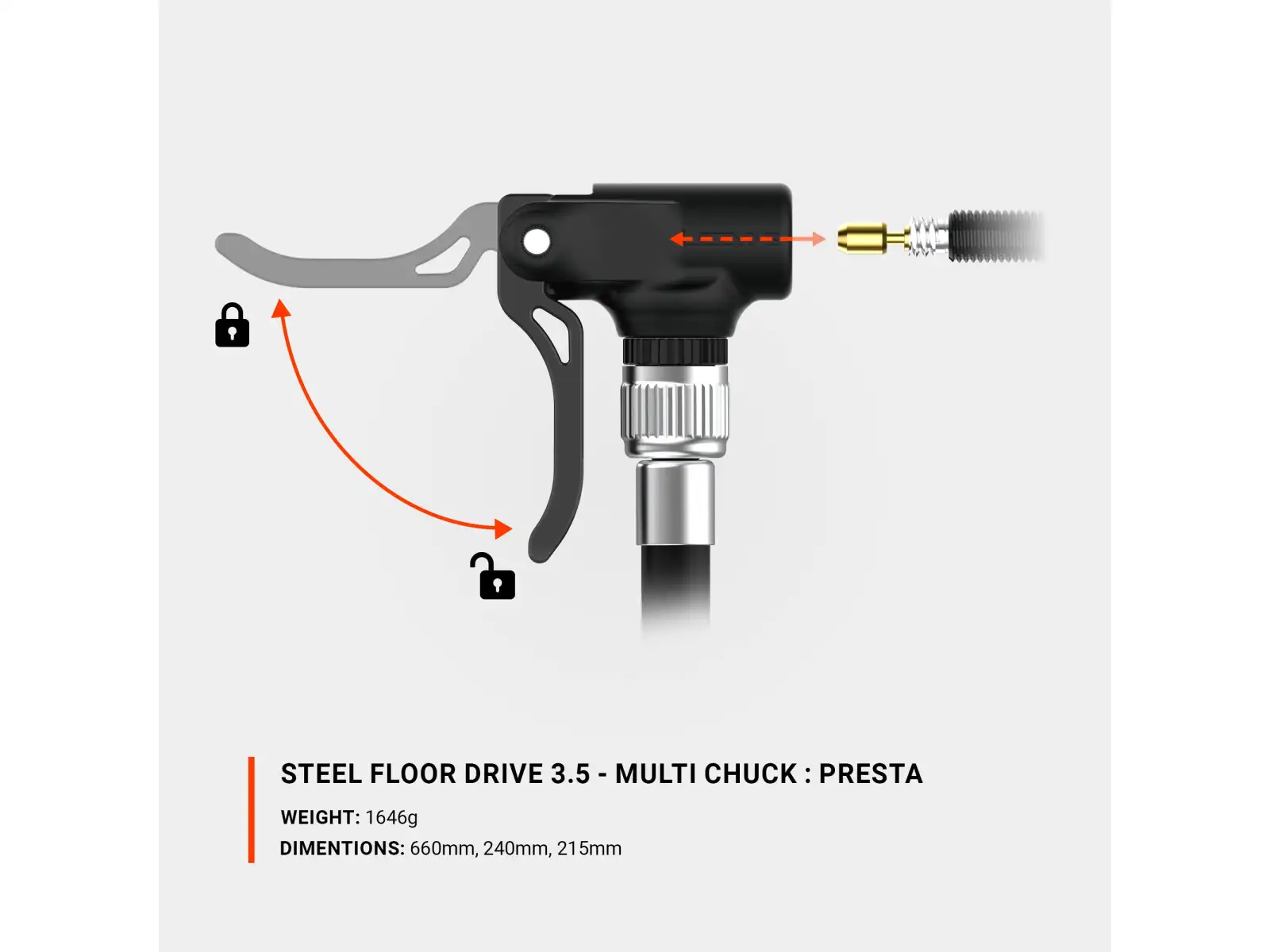 Lezyne Steel Floor Drive 3.5 Presta dielenská pumpa