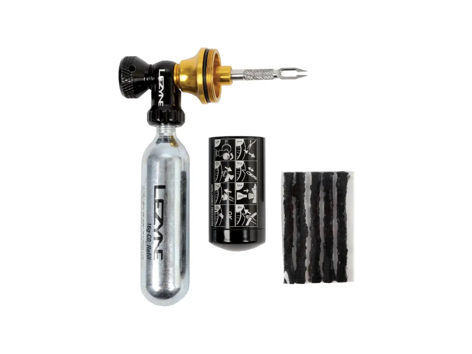 Lezyne Tubeless CO2 súprava na opravu bezdušových plášťov s bombičkou Blaster Black